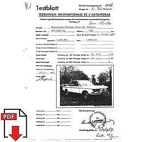 1967 BMW 2000 CA FIA homologation form PDF download